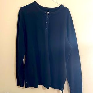 Men’s Black Long Sleeve 1/4 Button Shirt - XXL